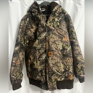 Carhartt Canvas Insulated Mossy Oak Camo Coat Size L Boys